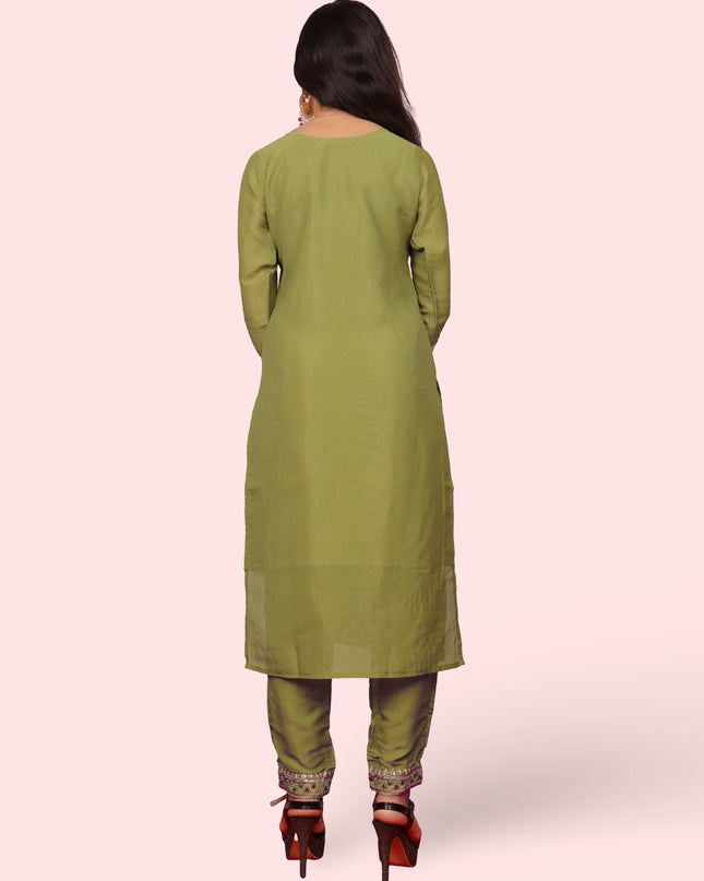 Woman Straight Suit Set with Pant-Dupatta-2