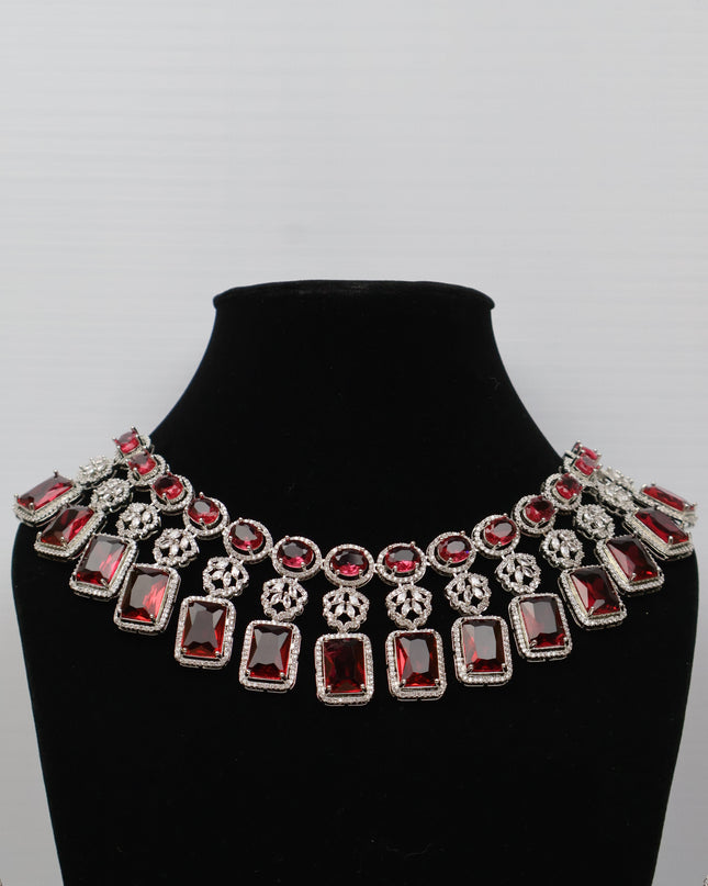 Silver Plated AD Necklace Sets-1