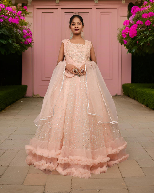Gown with Cut Dana & Glitter Work by Shreekama-0