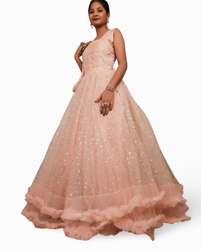 Gown with Cut Dana & Glitter Work by Shreekama-3