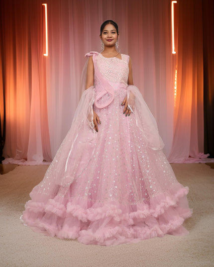 Gown with Cut Dana & Glitter Work by Shreekama-5