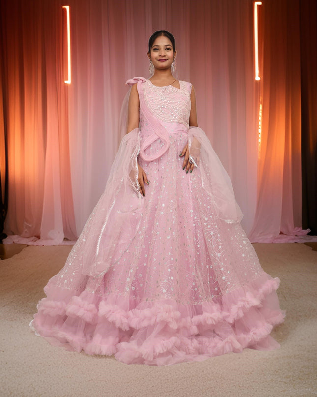 Gown with Cut Dana & Glitter Work by Shreekama-5