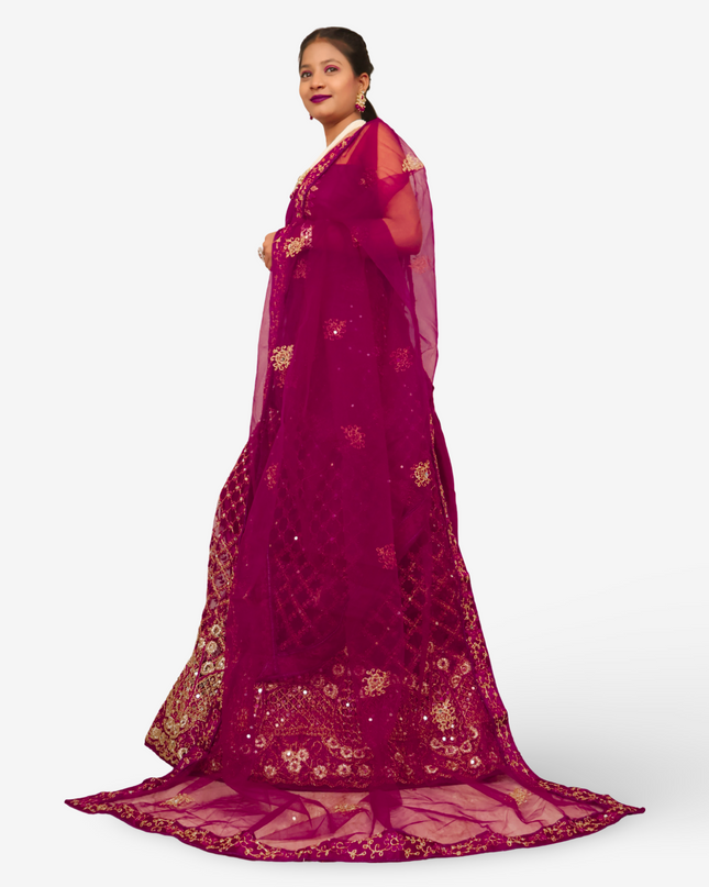 Semi-Stitched Lehenga Embroidery & Zari Thread Work by Shreekama-1