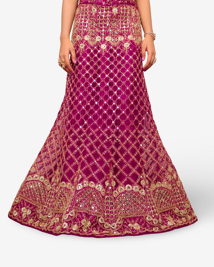 Semi-Stitched Lehenga Embroidery & Zari Thread Work by Shreekama-3