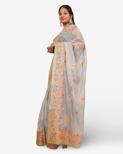 Designer Saree with Zari Thread Work & Embroidery by Shreekama-1