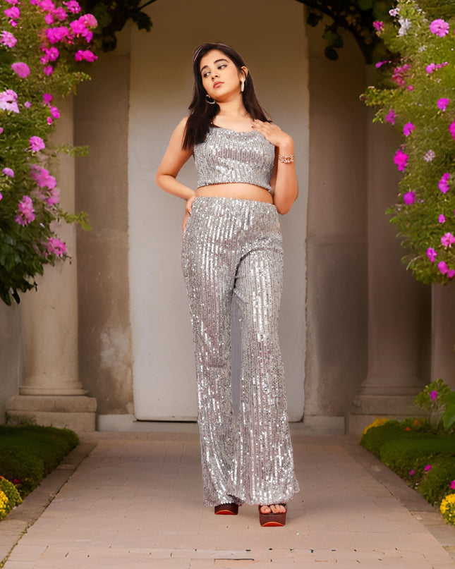 Sequins Spaghetti Neck Co-Ord Set by Shreekama-5