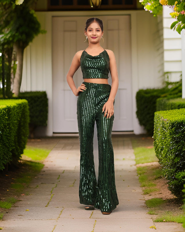 Sequins Spaghetti Neck Co-Ord Set by Shreekama-8