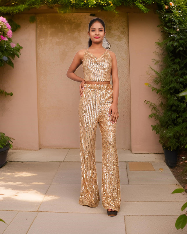 Sequins Spaghetti Neck Co-Ord Set by Shreekama-9