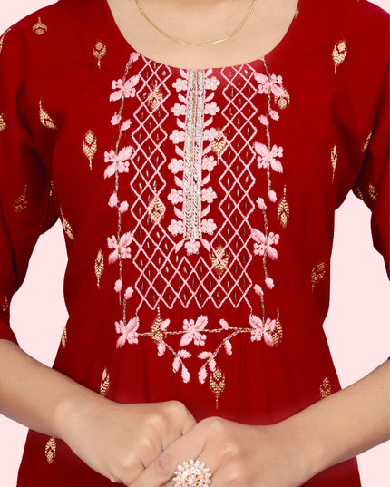 Cotton Kurti with Stunning Embroidered Neck-3