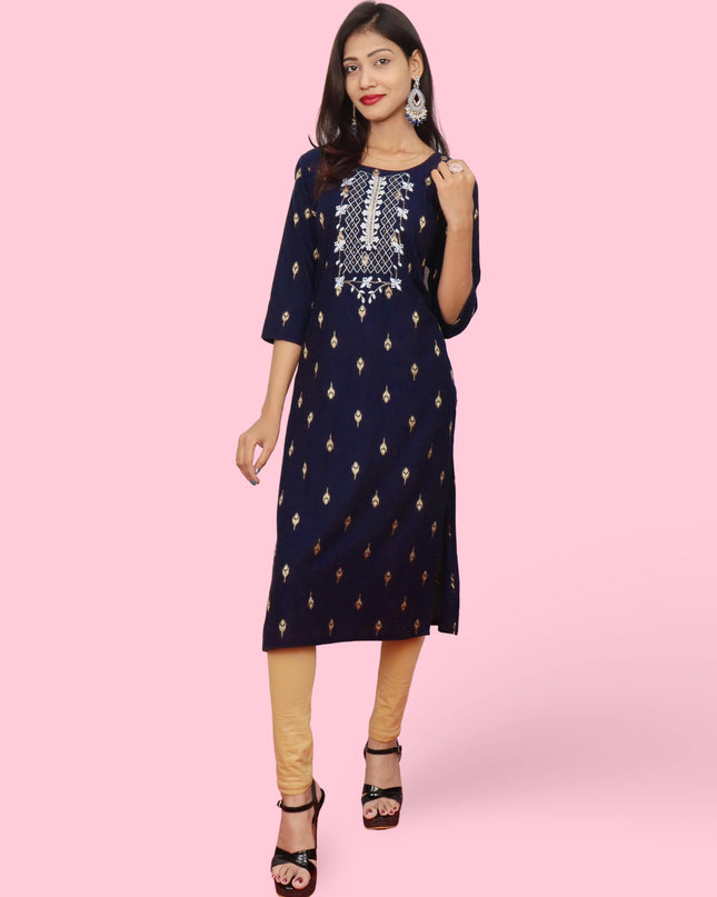 Cotton Kurti with Stunning Embroidered Neck-5