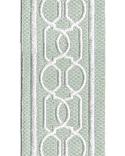 Embroidered Trim | 6cm Wide | Geometric Chain Pattern |  Green, Red, Beige & More | Upholstery, Crafts & Curtains-4