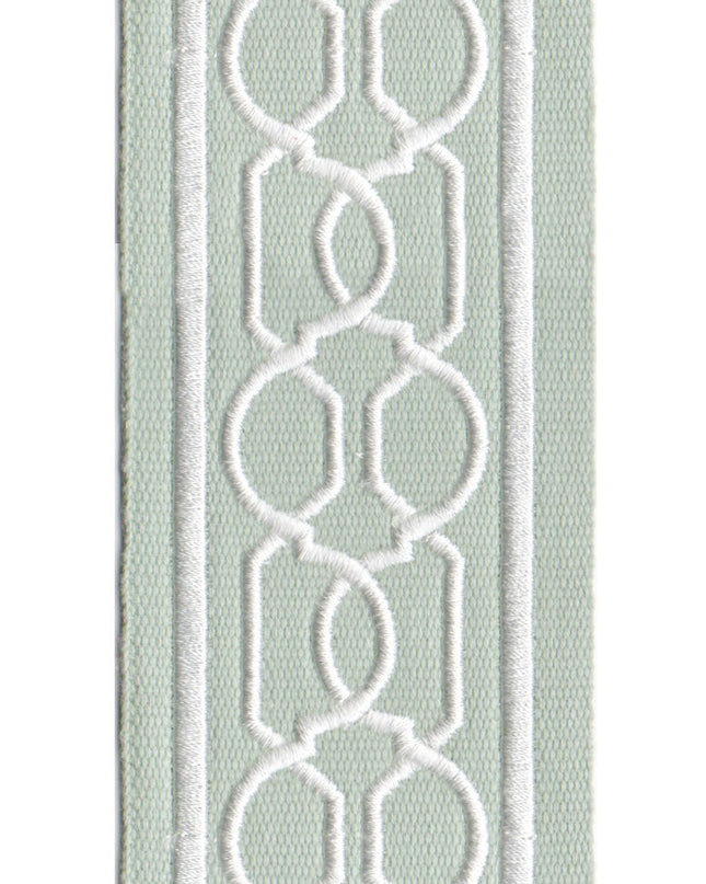 Embroidered Trim | 6cm Wide | Geometric Chain Pattern |  Green, Red, Beige & More | Upholstery, Crafts & Curtains-4
