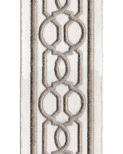 Embroidered Trim | 6cm Wide | Geometric Chain Pattern |  Green, Red, Beige & More | Upholstery, Crafts & Curtains-3