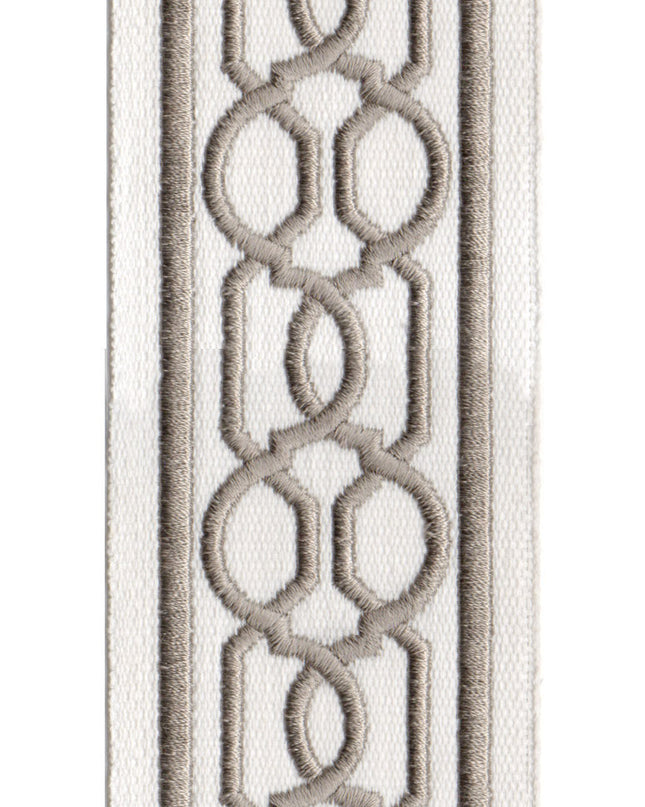 Embroidered Trim | 6cm Wide | Geometric Chain Pattern |  Green, Red, Beige & More | Upholstery, Crafts & Curtains-3