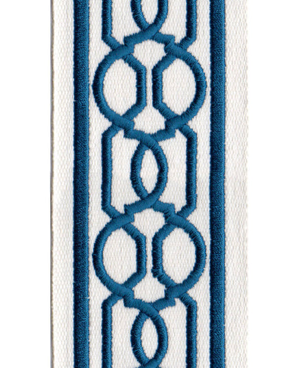 Embroidered Trim | 6cm Wide | Geometric Chain Pattern |  Green, Red, Beige & More | Upholstery, Crafts & Curtains-2