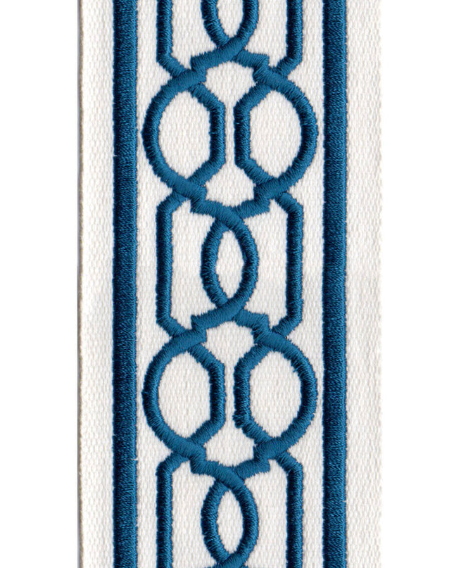 Embroidered Trim | 6cm Wide | Geometric Chain Pattern |  Green, Red, Beige & More | Upholstery, Crafts & Curtains-2