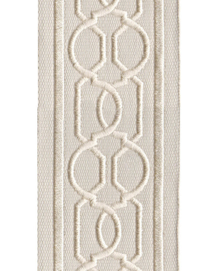 Embroidered Trim | 6cm Wide | Geometric Chain Pattern |  Green, Red, Beige & More | Upholstery, Crafts & Curtains-1
