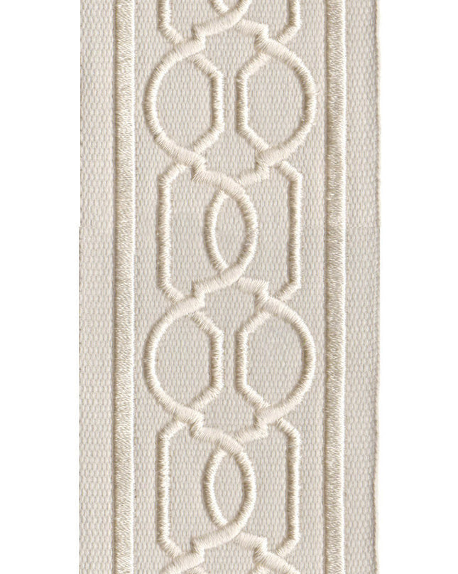 Embroidered Trim | 6cm Wide | Geometric Chain Pattern |  Green, Red, Beige & More | Upholstery, Crafts & Curtains-1
