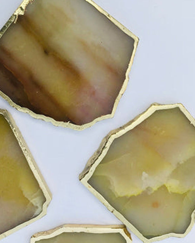 Mustard Agate Aventurine Set of 4 Large Coasters/Personalised Momentos-2