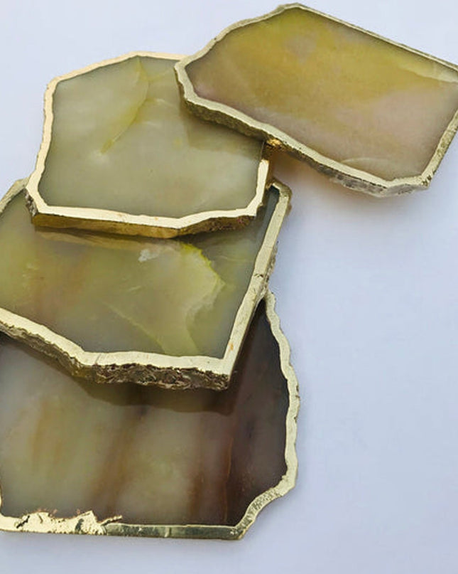 Mustard Agate Aventurine Set of 4 Large Coasters/Personalised Momentos-3