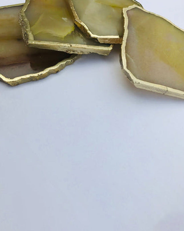Mustard Agate Aventurine Set of 4 Large Coasters/Personalised Momentos-4