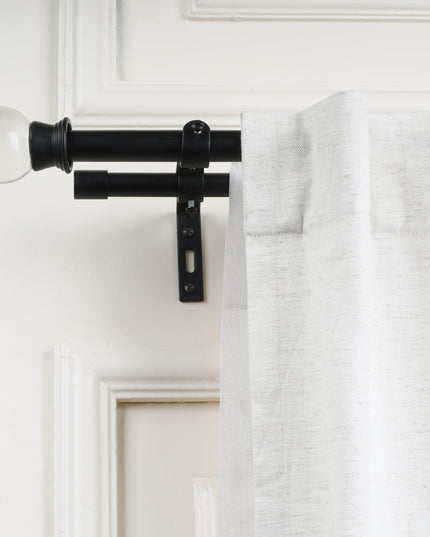 Black Extendable Double Curtain Pole with Elegant Crystal Ball Finials-1
