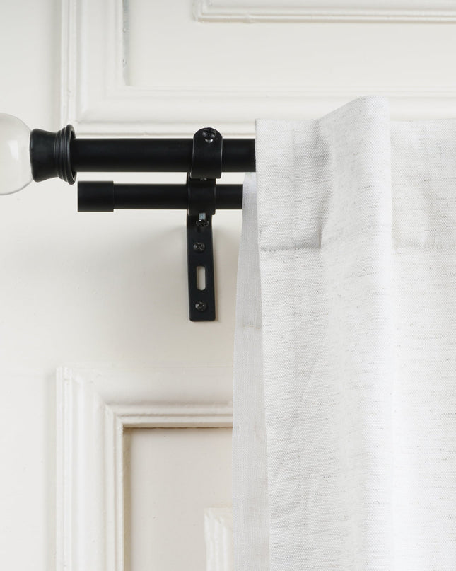 Black Extendable Double Curtain Pole with Elegant Crystal Ball Finials-1