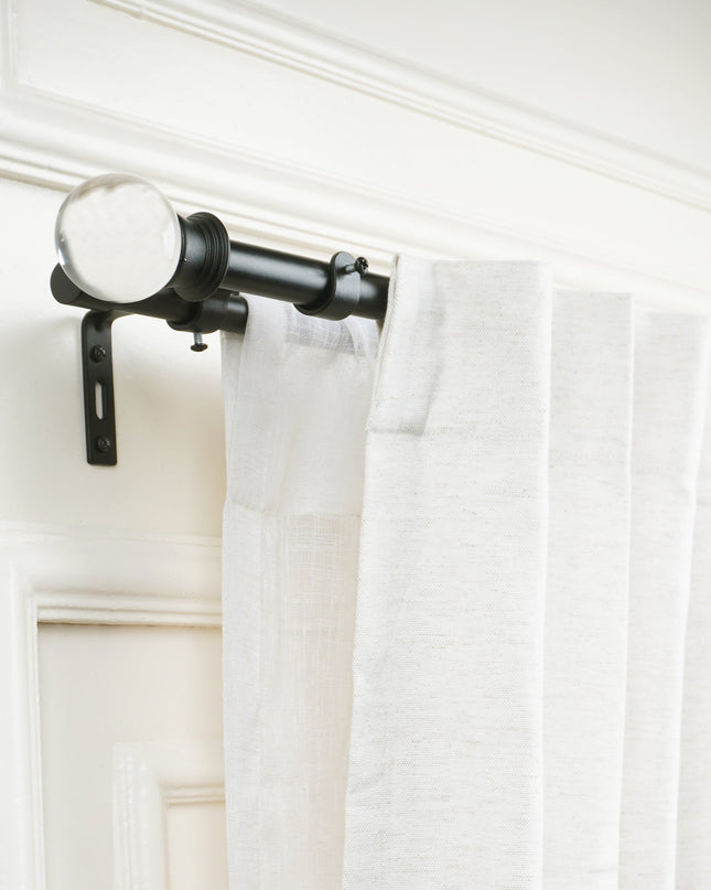 Black Extendable Double Curtain Pole with Elegant Crystal Ball Finials-2