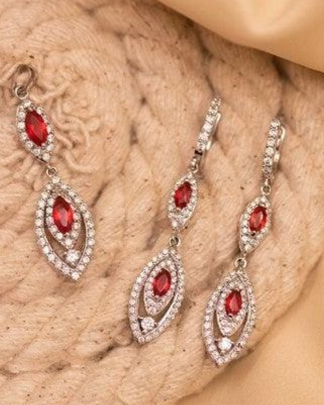 Red Diamond Pendant Set-0