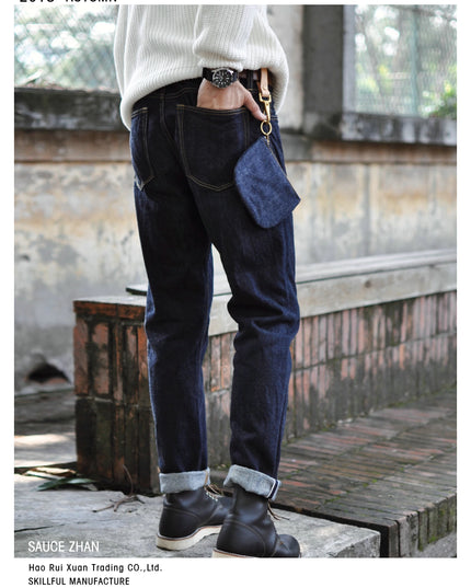 315XX Taper Fit Selvedge Denim Jeans for Men Denim Jeans Unwashed BLUE Jeans 14.5 Oz Motorcycle Jeans