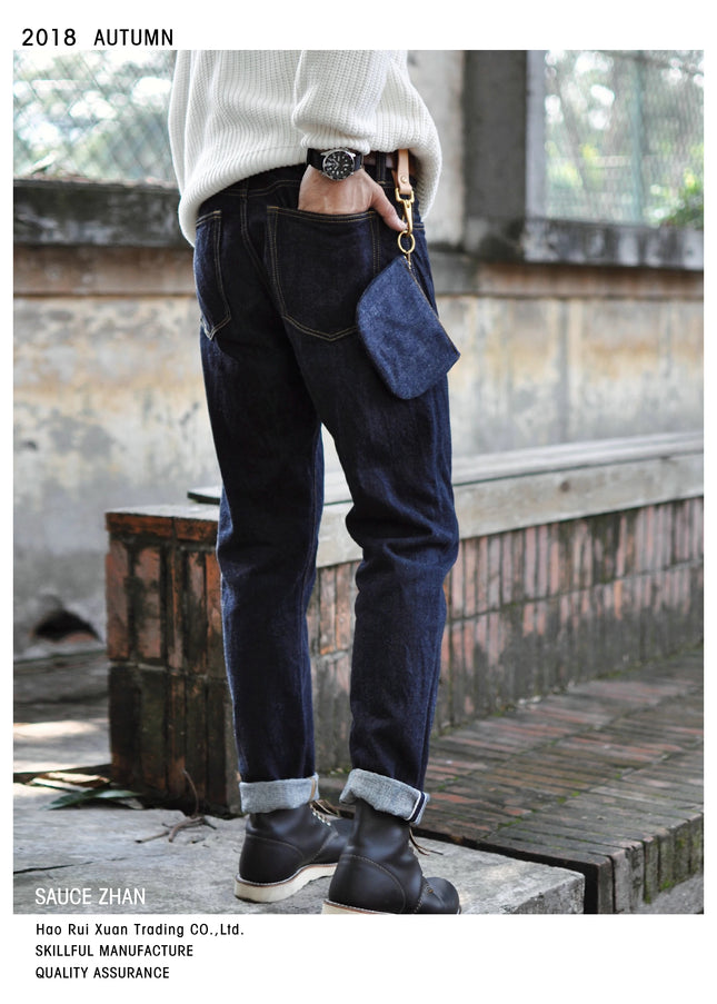 315XX Taper Fit Selvedge Denim Jeans for Men Denim Jeans Unwashed BLUE Jeans 14.5 Oz Motorcycle Jeans