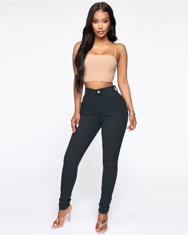 Slimming Jeans Pants for Women High Waist Trousers with Pockets