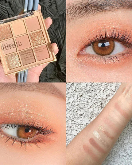 New 9 Colors Nude Shimmer Matte Eyeshadow Pallete Glitter Eyeshadow Long Lasting Waterproof Eye Pigments Shine Eyeshadow Makeup