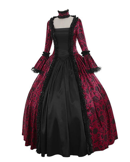Fall Winter Dresses for Women, Retro Floral Printed Ball Gowns Dress Skirt Evening Party Dress Formal Evening Dress Fall Winter Gothic Retro Floral Print Ball Gowns Gowns Dress