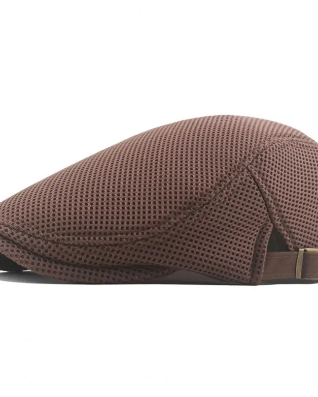 Hollow Breathable Mesh Men Beret Hat Adjustable Buckle Summer Autumn Sunscreen Men Cap Sport