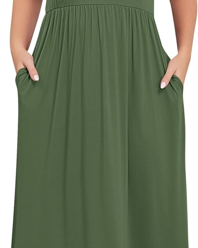Women’S plus Size Maxi Dresses for Curvy Women Summer Casual Short Sleeve 2025 Long Dress 14W-26W