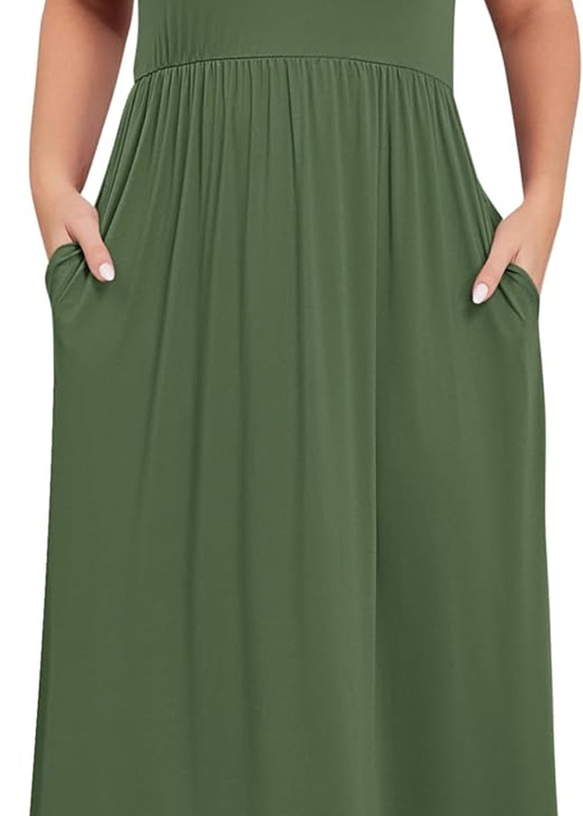 Women’S plus Size Maxi Dresses for Curvy Women Summer Casual Short Sleeve 2025 Long Dress 14W-26W