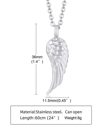 Angel Wing Cremation Necklace for Women Men,Stainless Steel Urn Pendant Ashes Holder Memorial Jewelry,Keepsake Gift