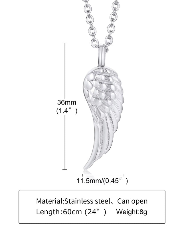 Angel Wing Cremation Necklace for Women Men,Stainless Steel Urn Pendant Ashes Holder Memorial Jewelry,Keepsake Gift