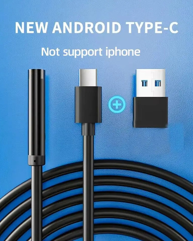 7.0MM TYPE-C Endoscope Camera IP67 Waterproof 6 Leds Adjustable USB Android Flexible Inspection Borescope Cameras for Phone PC