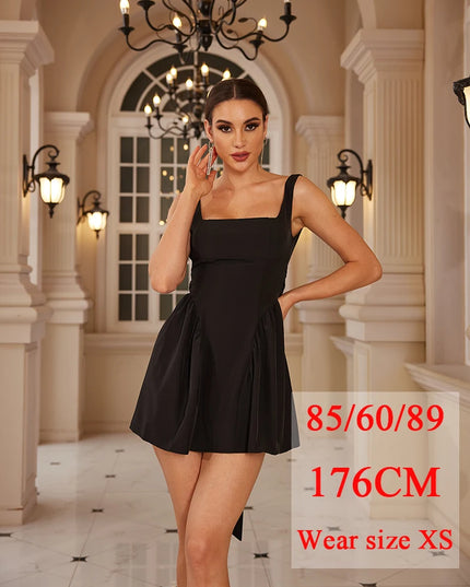 Mingmingxi Summer Mini Backless a Line Dress Sexy White Big Bow Dress Casual Women Birthday Holiday Dress New Arrivals