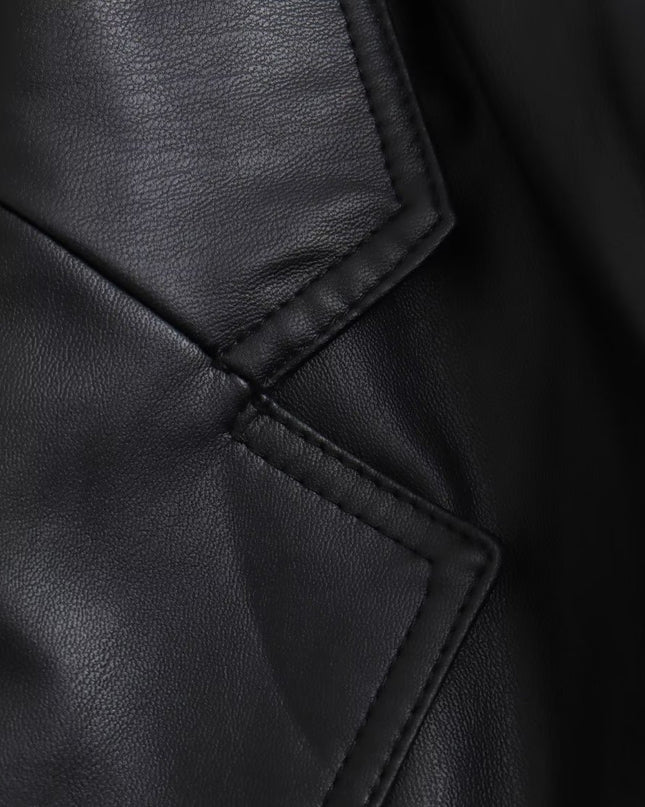 Autumn and Winter New Women'S Clothing Loose Fashion Casual Imitation Leather Coat
