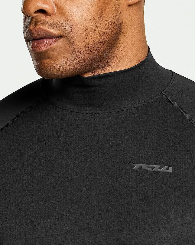 Men'S UPF 50+ Mock Long Sleeve Compression Shirts, Athletic Workout Shirt, Base Layer for Water Sports