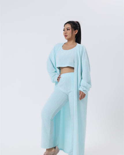 Cozy Pajama Set, 3 Piece Lounge Set, Cute Loungewear, Warm Suit Sets, Matching Set, Lounge Set, 3 Piece Pant Sets, Women Winter Dress