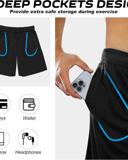 Athletic Shorts for Men with Pockets and Elastic Waistband Quick Dry Activewear