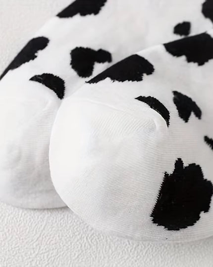 5 Pairs Womens Socks Lovely Cow Pattern Short Socks Creative Printing Socks Ankle Sock