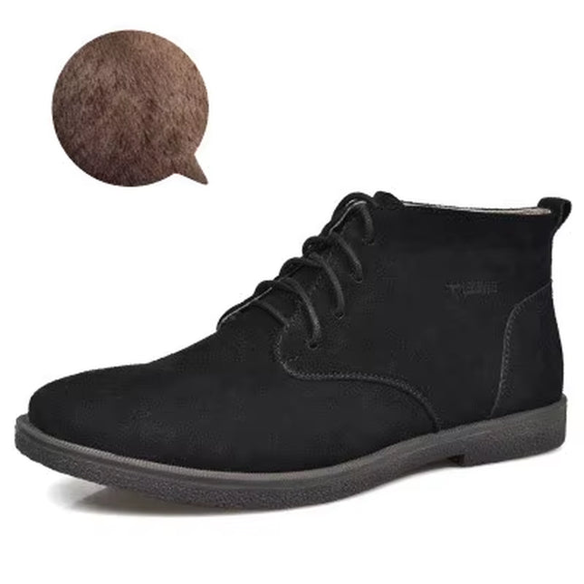 New Men Shoes Winter Boots Suede Leather Boots Men Snow Boots Waterproof Winter Shoes Leather Men Ankle Boots Fur Men Shoes