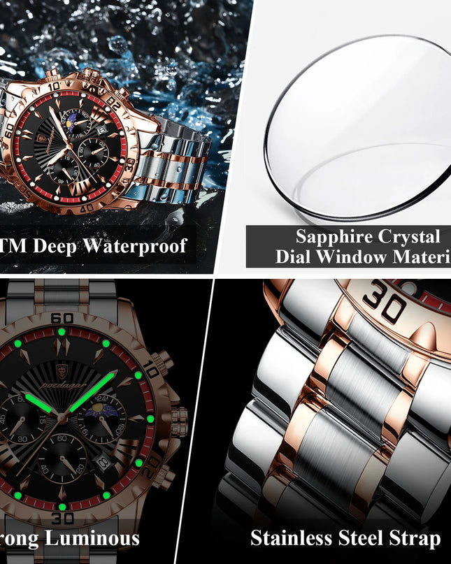 Luxury High Quality Watch for Man Waterproof Luminous Chronograph Date Men Watch Stainless Steel Quartz Men'S Watches