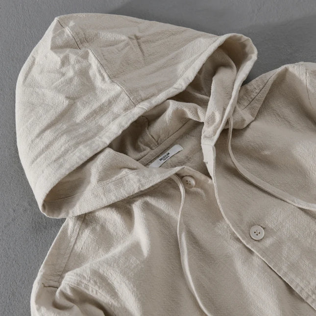 New Designer Italy Quality Linen Hooded Jacket for Men Casual Trend Spring Autumn Outerwear Blazer Top Clothes Chaquetas Jaqueta