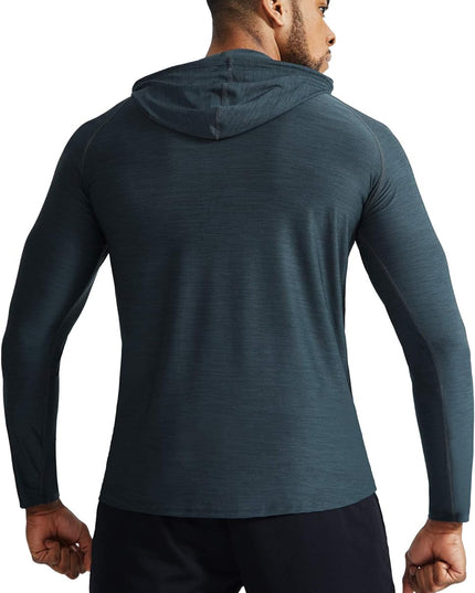 Men'S Dry Fit Athletic Shirt Workout Running Long Sleeve Shirts with Hoods